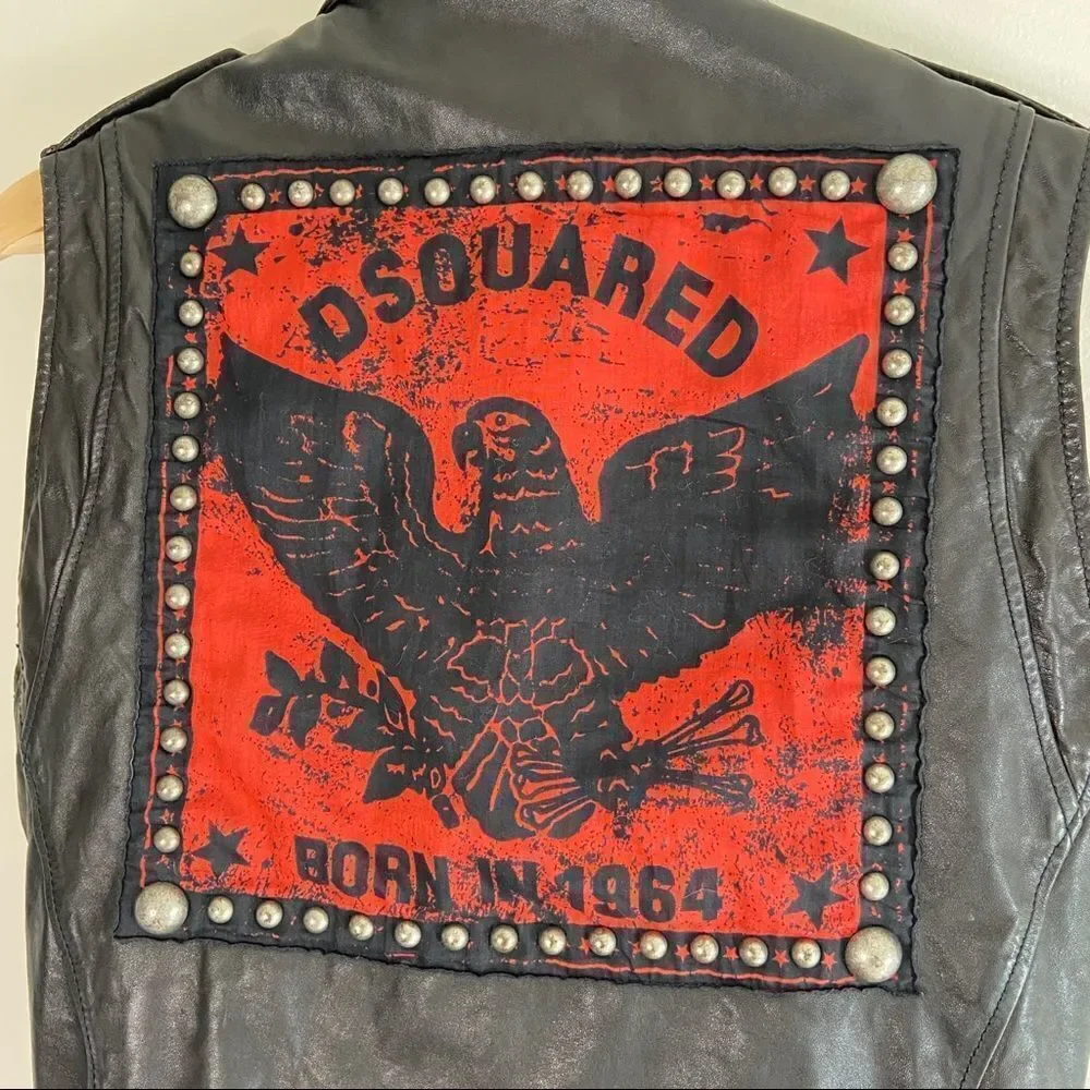 VINTAGE DSQUARED2 RARE BORN IN 1964 STUDDED LEATHER JACKET